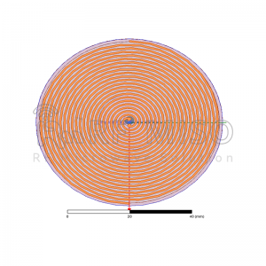 Planar spiral antenna 2 DBi görnüşi.Girdeji, 2-18 GGs ýygylyk aralygy